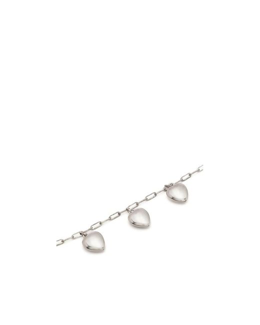 Saint Laurent White Heart-Pendant Logo Engraved Chain Bracelet for men
