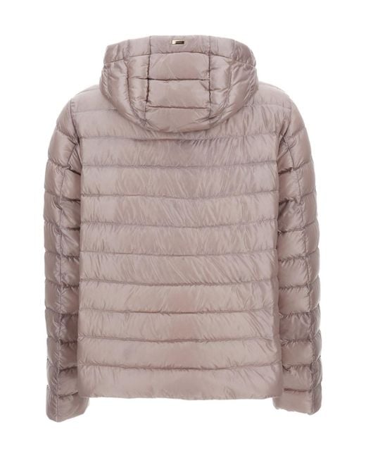 Herno Gray Quilted Hooded Drawstring Puffer Jacket