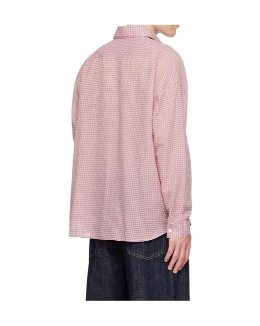 sunflower Pink Stable Check-Pattern Button-Down Shirt for men