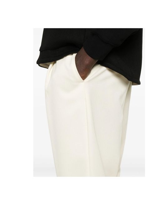 Pt Pantaloni White Pleated Wool Trousers for men