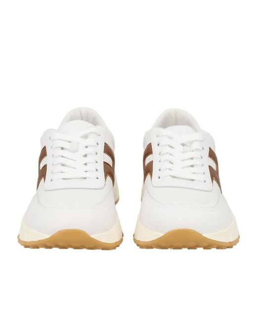 Hogan White Logo-Patch Panelled Sneakers for men