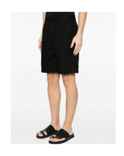 Zegna Black Flat-Front Shorts for men