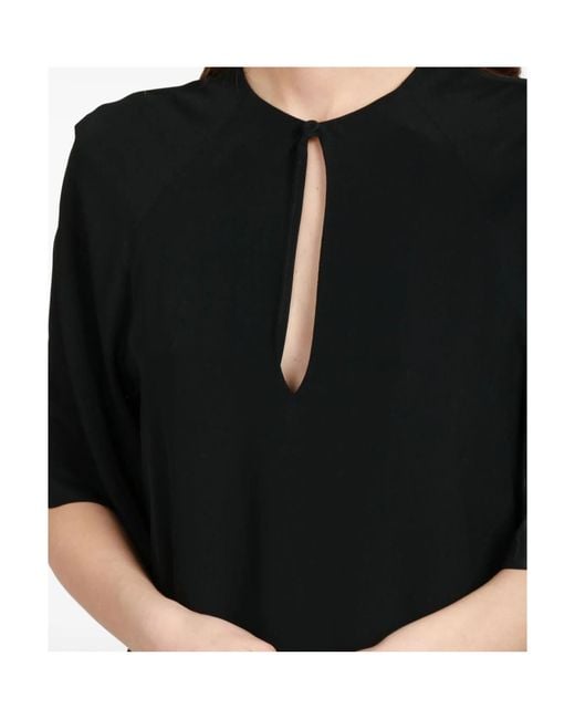 Semicouture Black Keyhole-Neckline Top