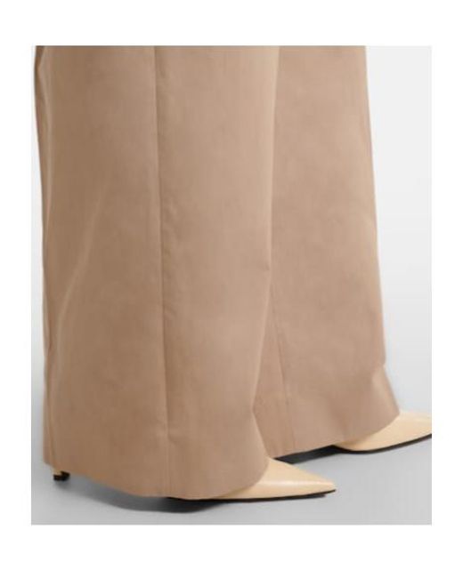 Jil Sander Natural Pleated Cotton Wide-Leg Pants