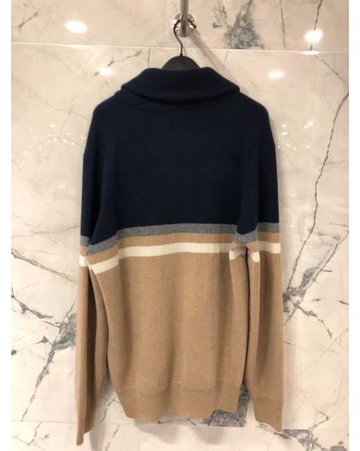 Brunello Cucinelli Blue Splicing Design Cardigan for men