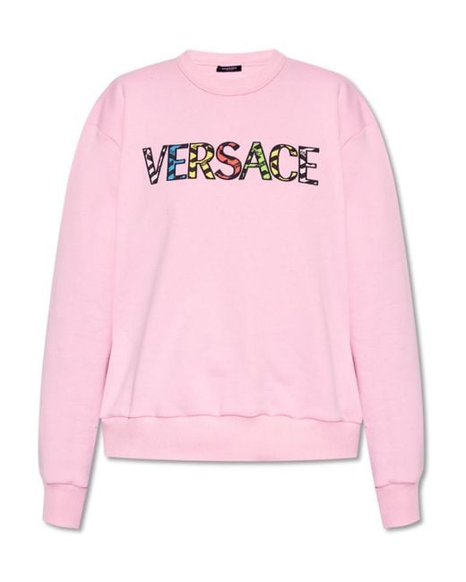 Versace Pink Embroidered Cotton Sweatshirt