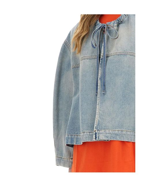 MSGM Blue Drawstring Denim Jacket