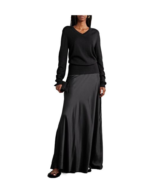 Brandon Maxwell Black Silk Satin Maxi Dress