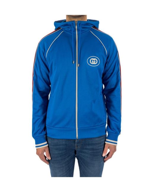 Gucci Blue Logo Hooded Jacket for men