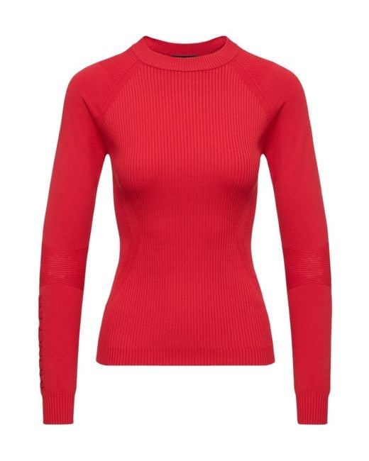 Moncler Red Grenoble Ribbed Crewneck Knitted Jumper
