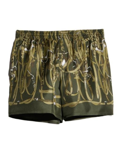 Gucci Green Printed Silk Twill Shorts for men