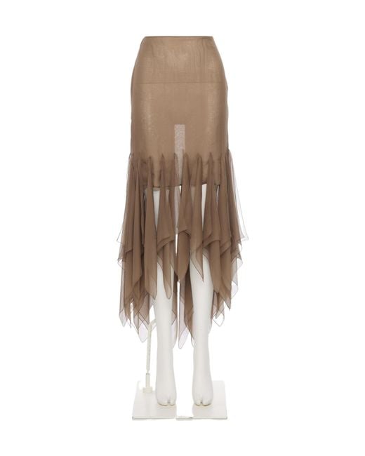 Valentino Natural Asymmetrical Chiffon Skirt