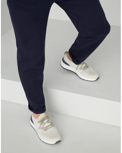 Brunello Cucinelli White Knitted Low-Top Sneakers for men