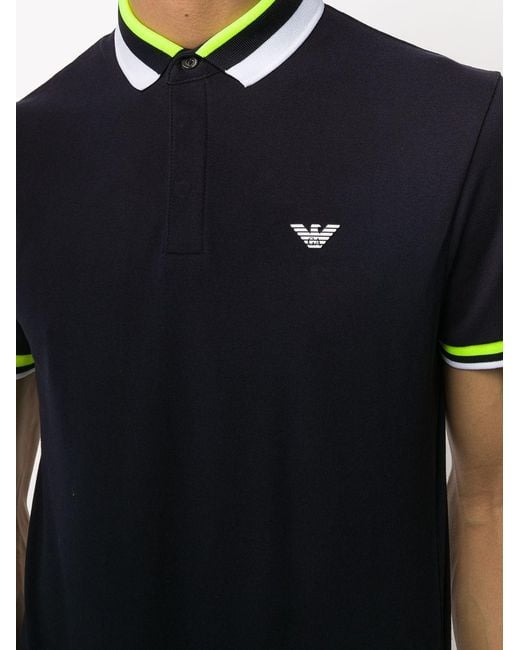 Emporio Armani Black Tri-Stripe Polo Shirt for men