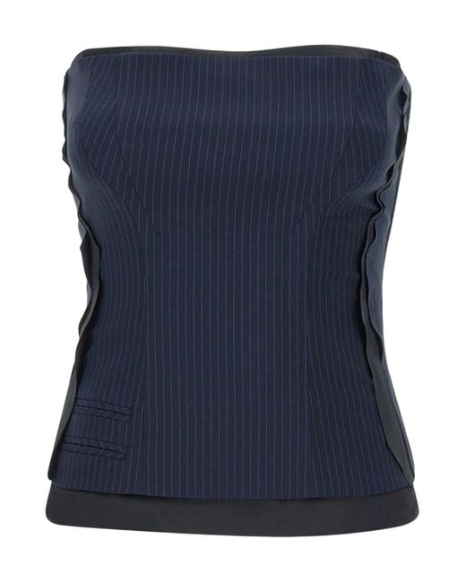 OTTOLINGER Blue Strapless Pinstripe Bustier Top