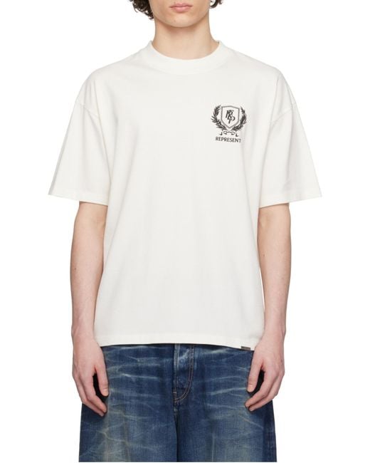 Represent White Crest Graphic Printed T-Shirt for men