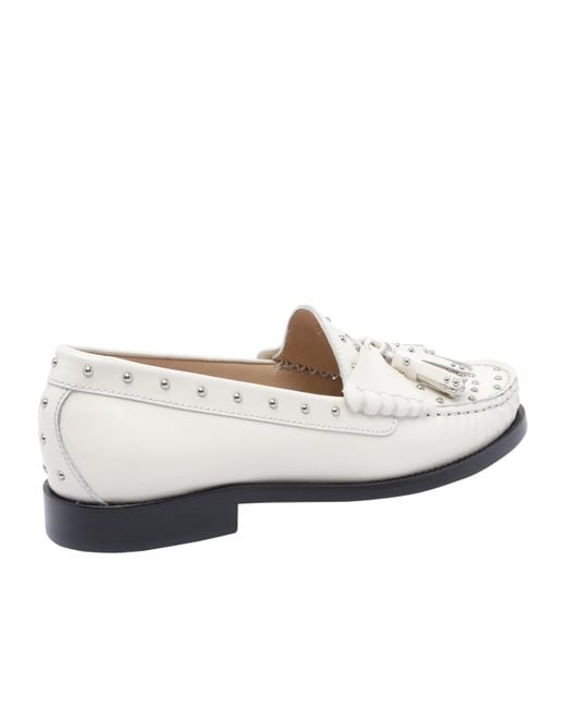 Stuart Weitzman White Tassel Loafers