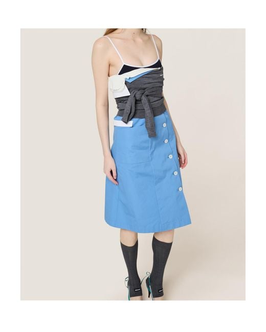 Miu Miu Blue Sleeveless Poplin Dress