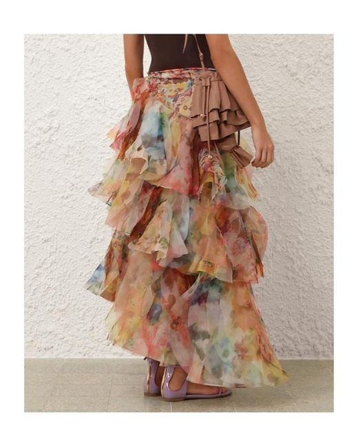 Zimmermann White Luna Ruffled Maxi Skirt