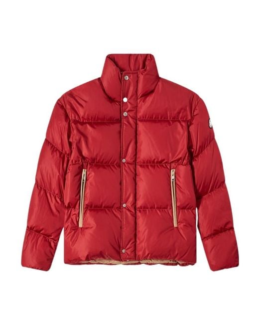 Moncler Red Hooded Quilted Down Jacket