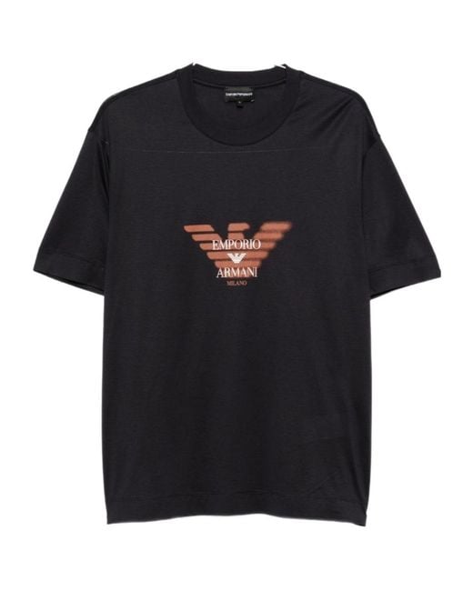 Emporio Armani Black Logo-Print Crew-Neck T-Shirt for men