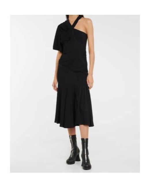 Stella McCartney Black Emmeline Crêpe One-Shoulder Midi Dress