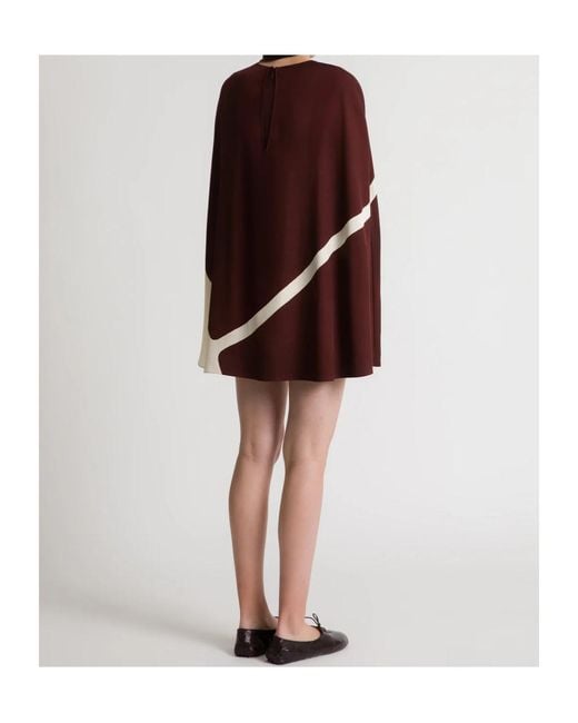 Alberta Ferretti Red Printed Cape Mini Dress