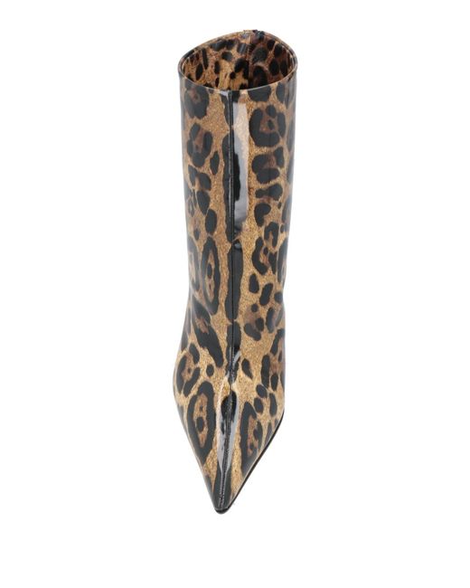 Dolce & Gabbana Brown Leopard Print Leather Ankle Boots
