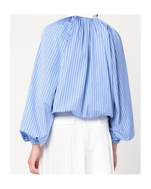 Patou Blue Striped Balloon Sleeve Shirt