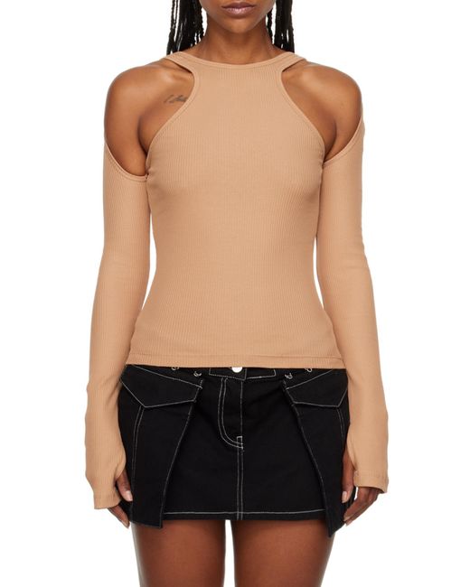 Dion Lee Black Cut-Out Detail Long-Sleeve Top for men