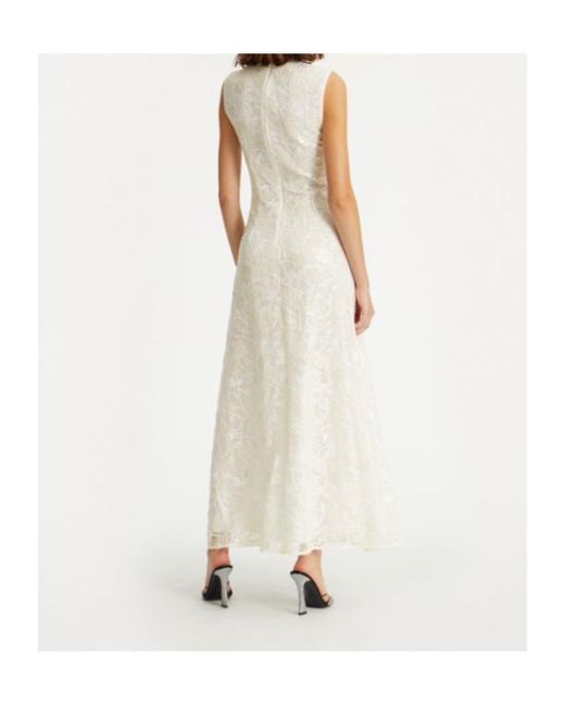 ROTATE BIRGER CHRISTENSEN White Sequin-Lace Maxi Dress