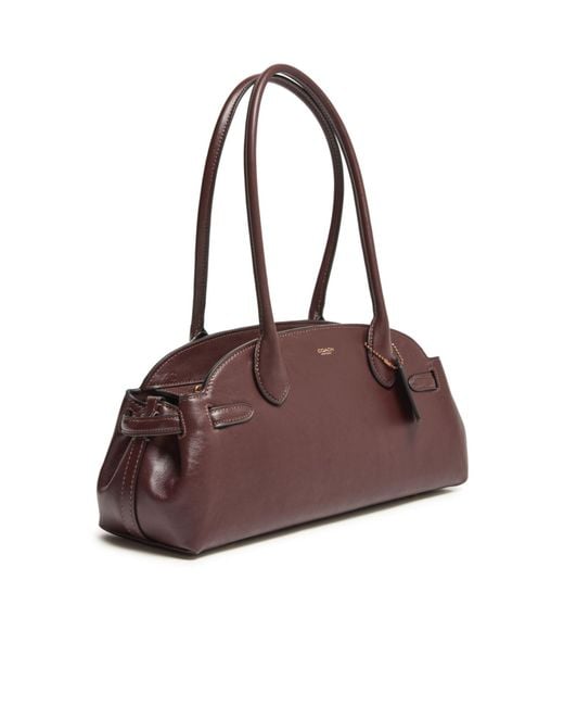 COACH Brown Empire Carryall 34 Glazed Leather Shoulder Bag