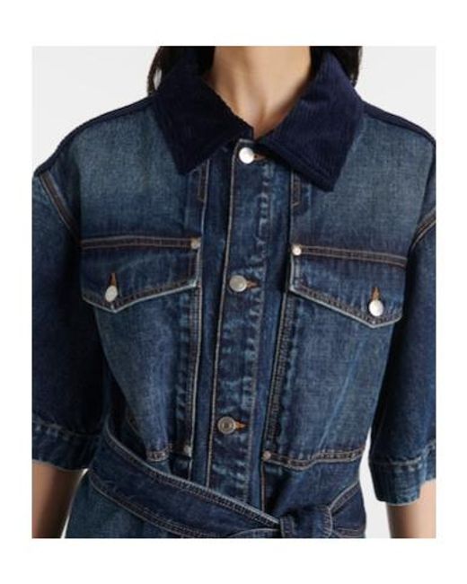 Stella McCartney Blue Corduroy-Trimmed Denim Minidress