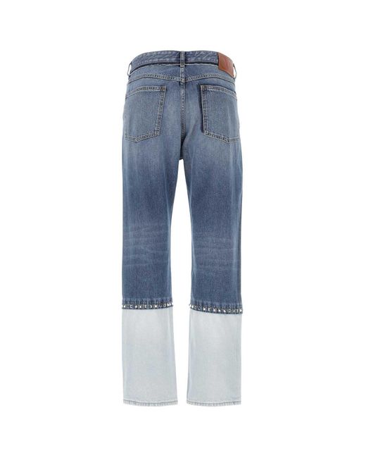 Valentino Blue Logo Patch Straight Leg Jeans for men