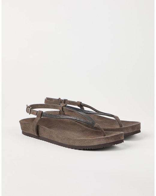 Brunello Cucinelli Brown Leather Sandals