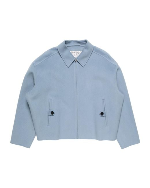 Acne Blue Zip-Up Wool Jacket for men