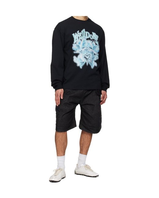 we11done Black Graphic-Print Sweatshirt for men