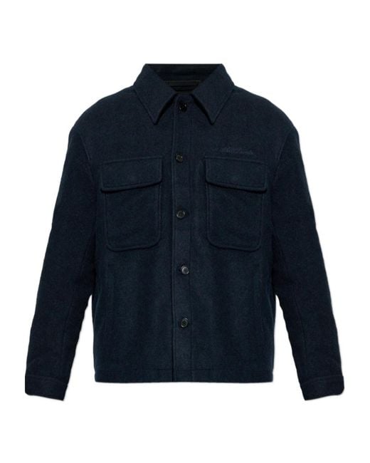 AllSaints Blue Cayson Patch-Pocket Jacket for men