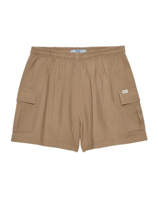 Prada Natural Light Mohair Shorts