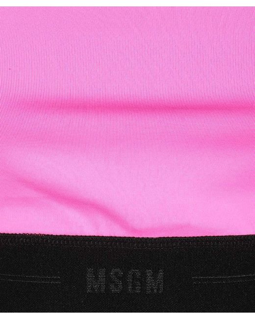 MSGM Pink Elastic-Waistband Cropped Tank Top