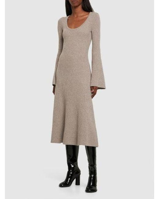 Michael Kors Natural Cashmere Knitted Mid-Length Dress