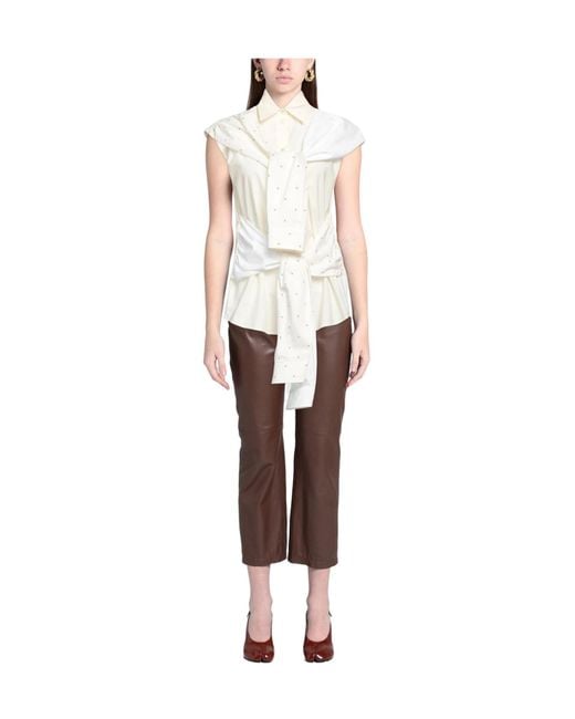 MM6 by Maison Margiela White Two-Color Knitting Shirt