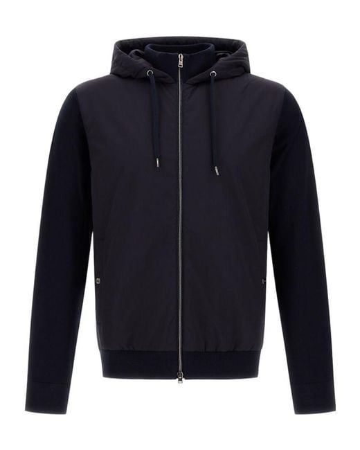 Herno Blue Long-Sleeved Zip-Up Jacket for men