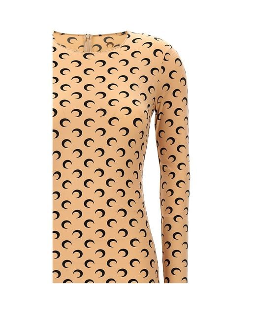 MARINE SERRE Natural 'Moon Printed' Catsuit