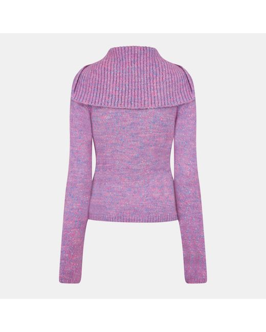 Ganni Purple Zip-Up Knit Jacket