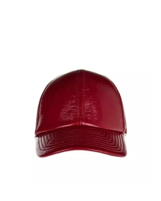 Courreges Red Logo-Patch Patent Cap for men
