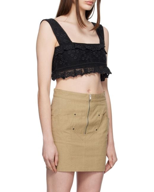 Isabel Marant Gray Lace-Trim Cropped Top