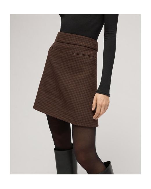 Gucci Brown Gingham Wool Mini Skirt