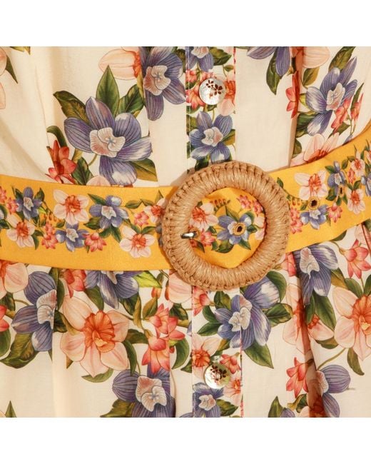 Farm Rio White Hilo Strip Floral Mini Dress