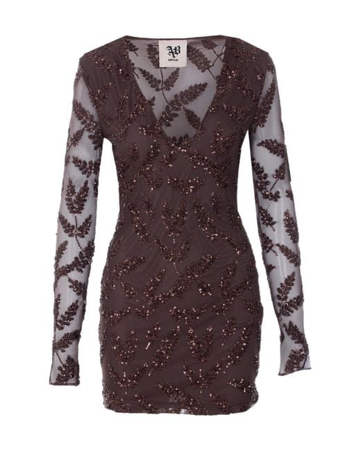 Aniye By Uma Sequined Sheer Mini Dress in Brown | Lyst